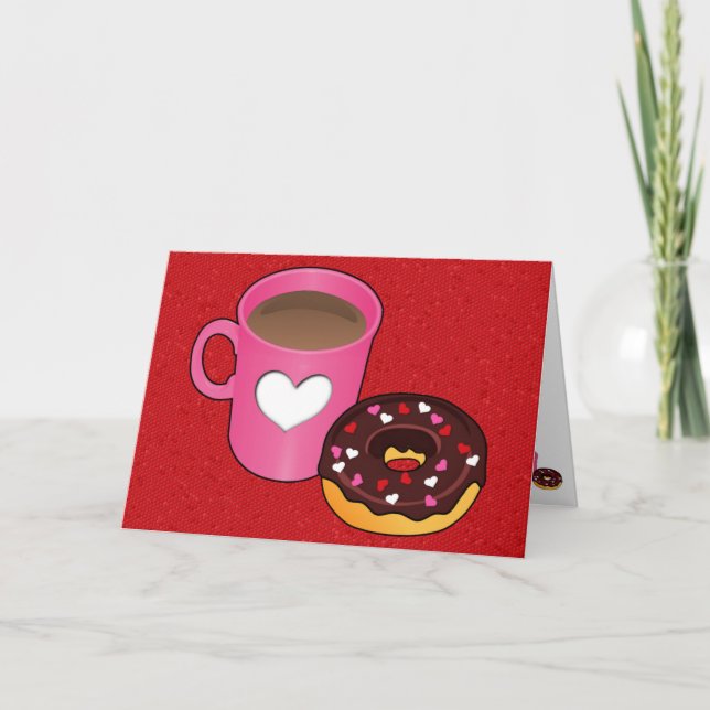 Valentine Coffee och Donut Card Helgkort (Framsida)