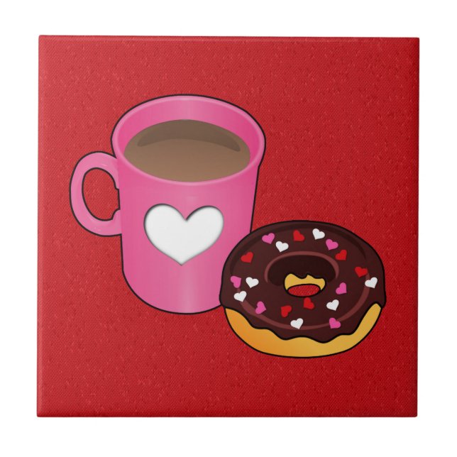 Valentine Coffee och Donut Kakelplatta (Framsidan)
