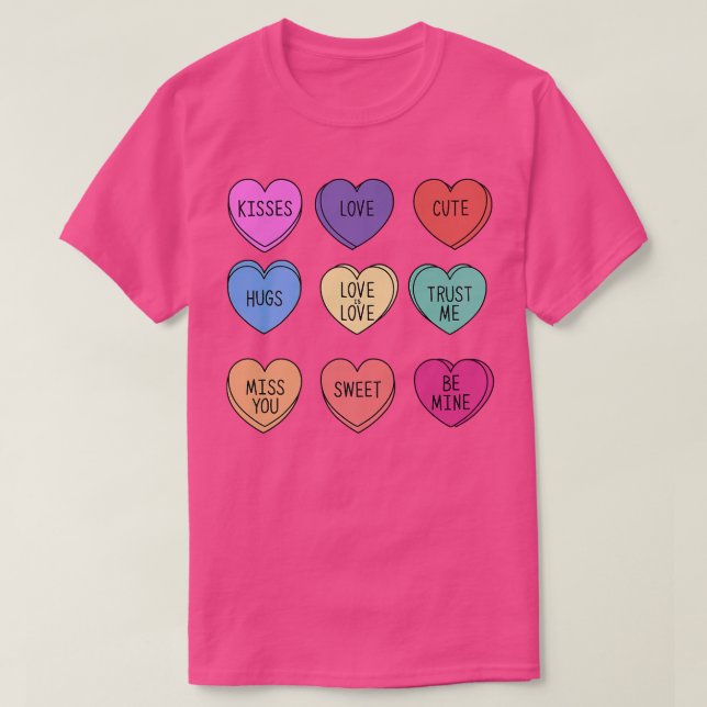 Valentine Conversation Hearts Candy Happy Valentin T Shirt (Design framsida)