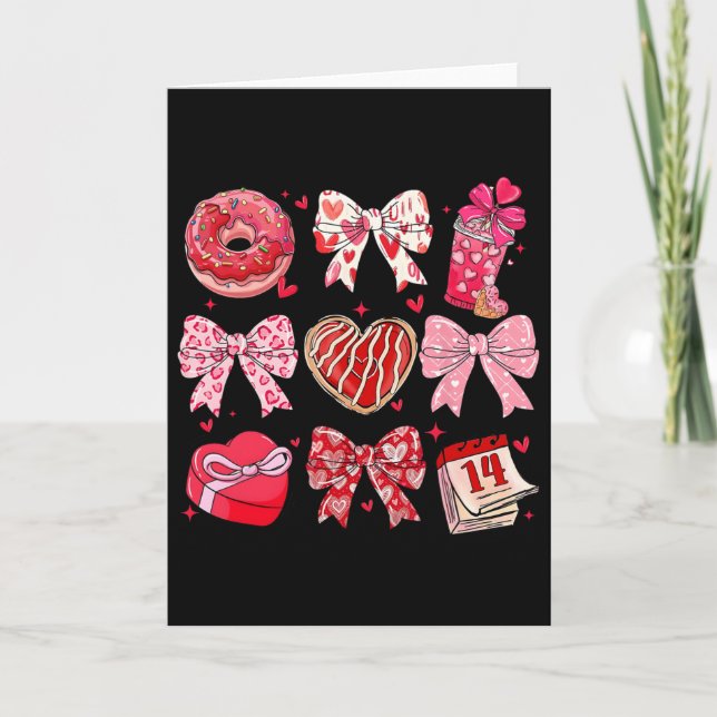 Valentine Coquette Bow Godis Donut Choklad Flicka  Kort (Framsida)