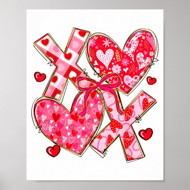 Valentine Coquette Bow Xoxo Hearts Lover Girl Wome Poster (Framsidan)