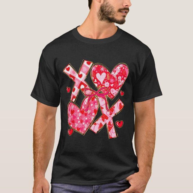 Valentine Coquette Bow Xoxo Hearts Lover Girl Wome T Shirt (Framsida)