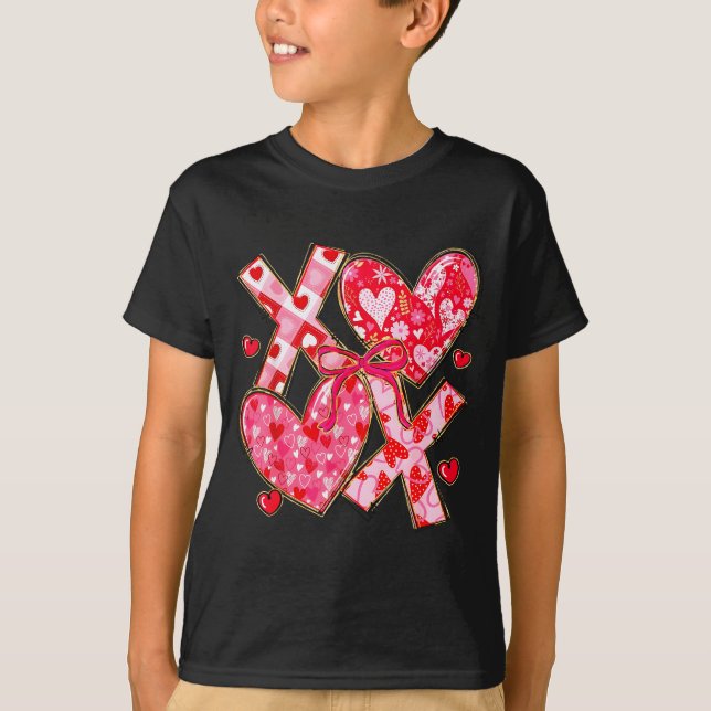 Valentine Coquette Bow Xoxo Hearts Lover Girl Wome T Shirt (Framsida)