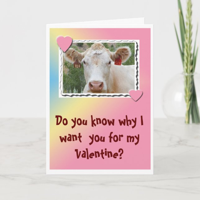Valentine Cow-hälsningskort Helgkort (Framsida)