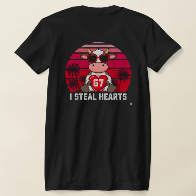 Valentine Cow PNG Sublimation Design T Shirt (Laydown Baksida)