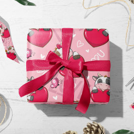 Valentine Cow Red Hearts | Valentine Gift Wrap Presentpapper