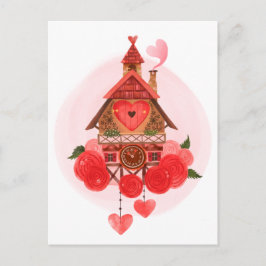 Valentine Cuckoo Clock-vykort Vykort