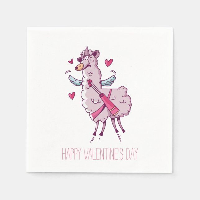 Valentine Cupid Llama Pappersservett (Framsidan)