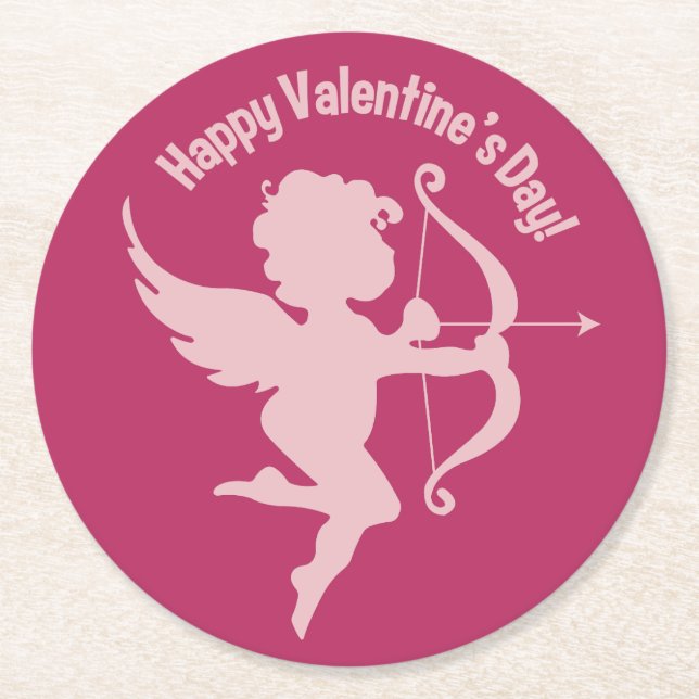Valentine Cupid papper underlägg Rund (Framsidan)