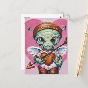 Valentine Cupid Utomjording Vykort