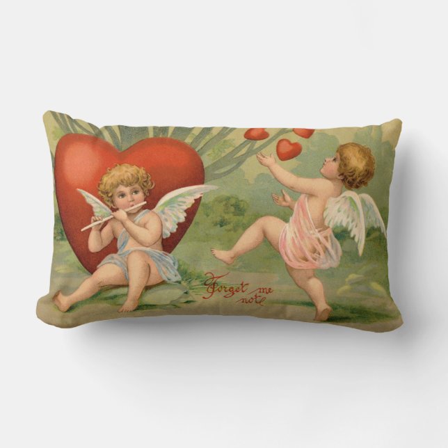 Valentine Cupids Kärlek Antique Vintage Lumbarkudde (Framsida)