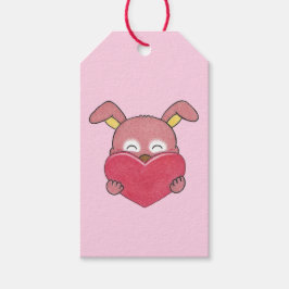 Valentine Cute Bunny Rabbit Tecknad Heart Gift Mär Presentetikett