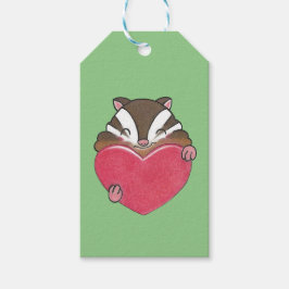 Valentine Cute Chipmunk Squirrel Heart Gift Märkre Presentetikett