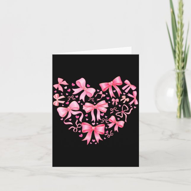 Valentine Cute Coquette Bow Nk Hj&auml;rta Flickor Kort (Framsida)