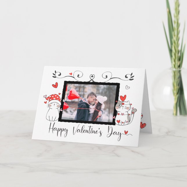 Valentine Cute Hearts Anpassningsbar Photo Kort (Framsida)