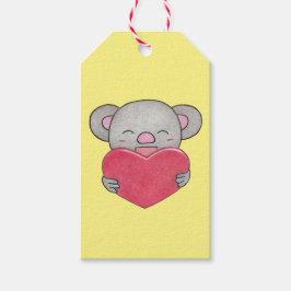 Valentine Cute Koala Tecknad Heart Gift Märkre Presentetikett