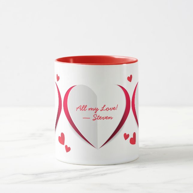 Valentine Cute Papper Hearts Personlig Mugg (Center)
