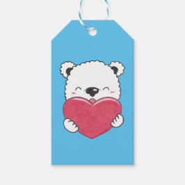 Valentine Cute Polar har Tecknad Heart Gift Märkre Presentetikett
