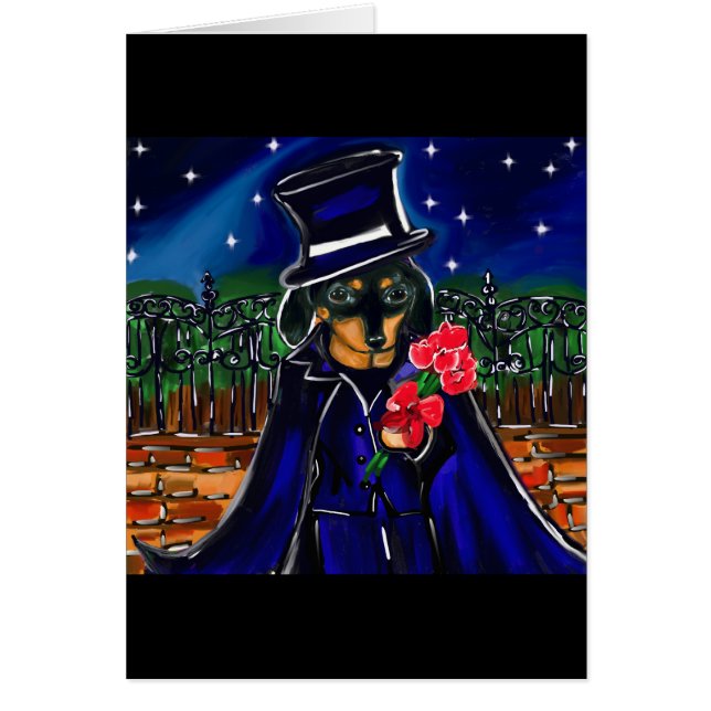 VALENTINE DACHSHUND HÄLSNINGSKORT (Framsidan)