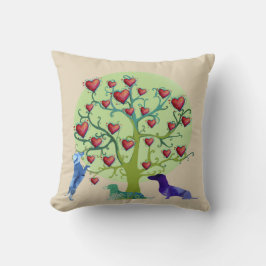 Valentine Dachshund Hearts Garden Throw Cushion Kudde