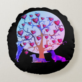 Valentine Dachshund Hearts Round throw cushion Rund Kudde