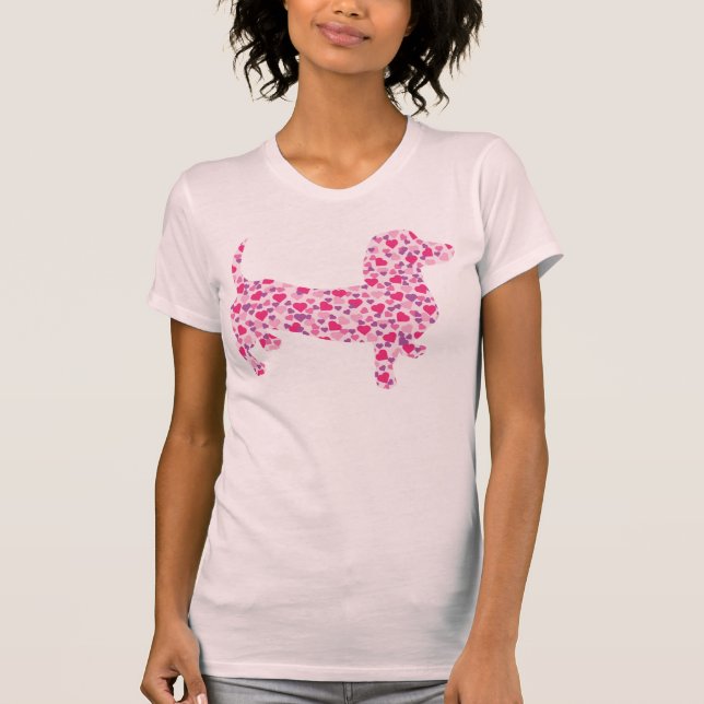 Valentine Dachshund Hearts T-shirt (Framsida)
