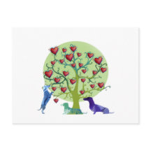 Valentine Dachshund Hearts vykort