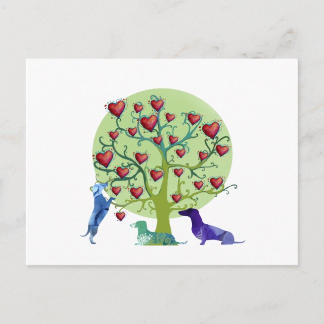 Valentine Dachshund Hearts vykort (Framsida)