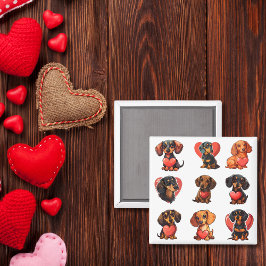 Valentine Dachshund hund hearts Magnet