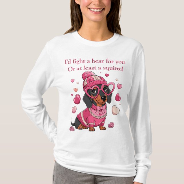 Valentine Dachshund Hund T Shirt (Framsida)