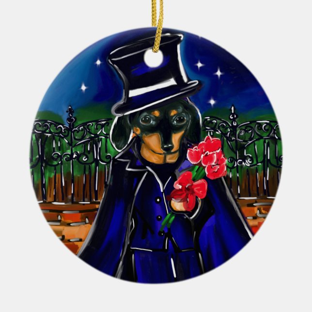 VALENTINE DACHSHUND JULGRANSPRYDNAD KERAMIK (Framsidan)