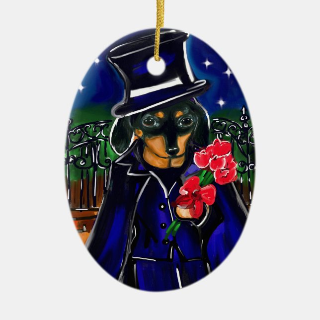 VALENTINE DACHSHUND JULGRANSPRYDNAD KERAMIK (Framsidan)