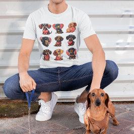 Valentine Dachshund med Red Heart Valentine T Shirt