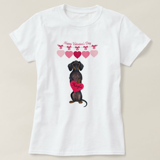 Valentine Dachshund Shirt anpassat två sidor T-shirt (Design framsida)