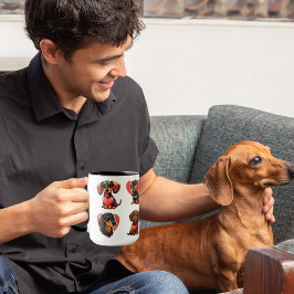 Valentine Dachshund Watercolor hund hearts Mugg