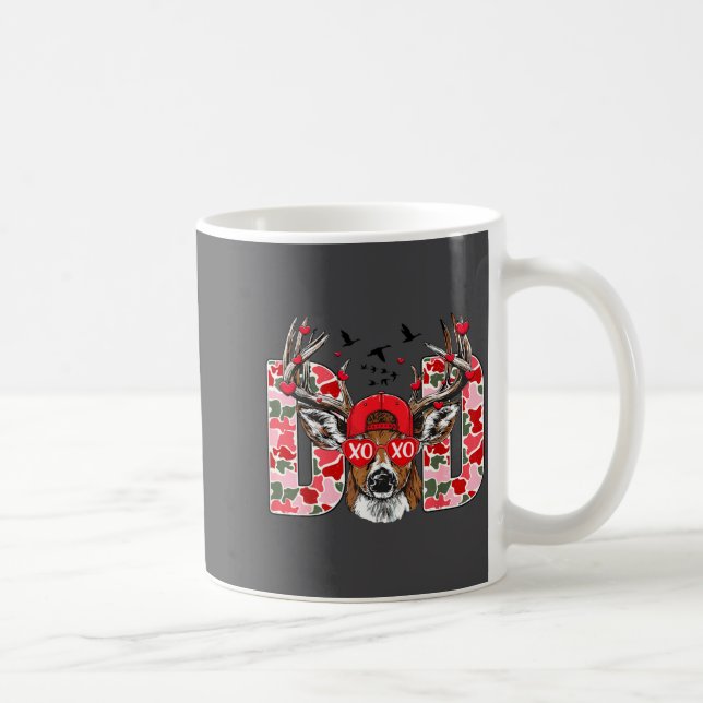 Valentine Dad Camo Deer Buck Hunting Matching Vale Kaffemugg (Höger)
