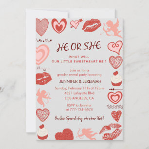 Valentine dag köns avslöjande inbjudan hjärtan grå