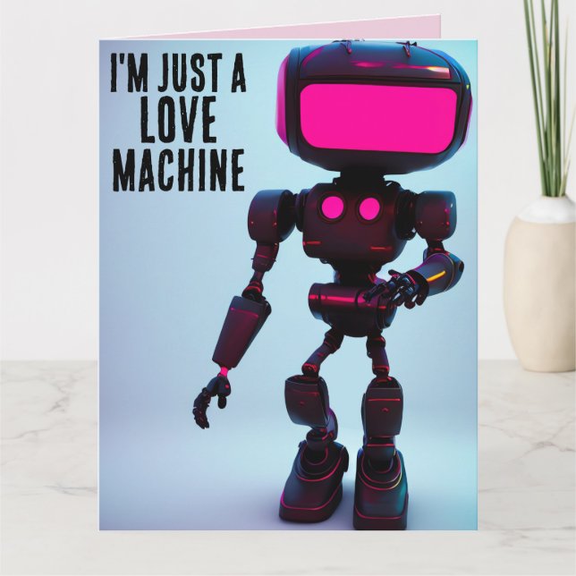 VALENTINE DAG ROBOT KÄRLEK MASKIN STORT KORT (Framsida)