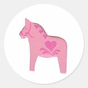 Valentine Dala Horse Sticker Runt Klistermärke