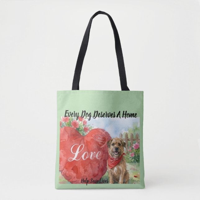 Valentine Day Adopted Dog Tote Bag Tygkasse (Framsida)