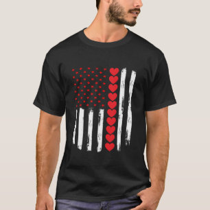 Valentine Day American Flagga Red Hearts US Patrio T Shirt