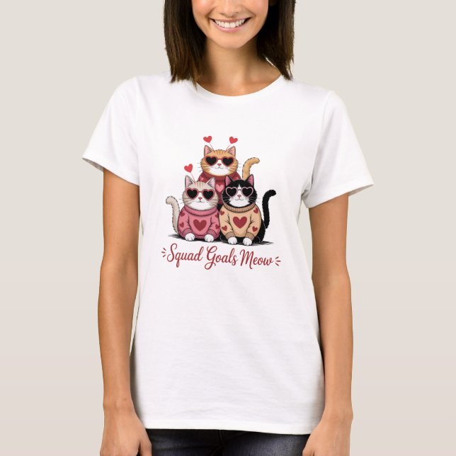 Valentine Day Cat Lover T Shirt (Framsida)