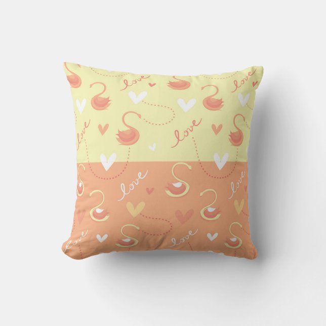 Valentine Day Heart Love Skriven i Gul Orange Kudde (Framsida)