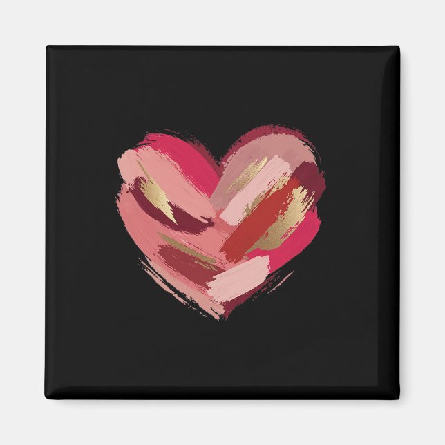 Valentine Day Hjärtpenseldrag  Magnet (Framsidan)