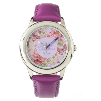 Valentine Days,Elegant,Purple Peach Flowers Patter Armbandsur