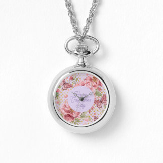Valentine Days,Elegant,Purple Peach Flowers Patter Armbandsur