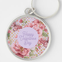 Valentine Days,Elegant,Purple Peach Flowers Patter