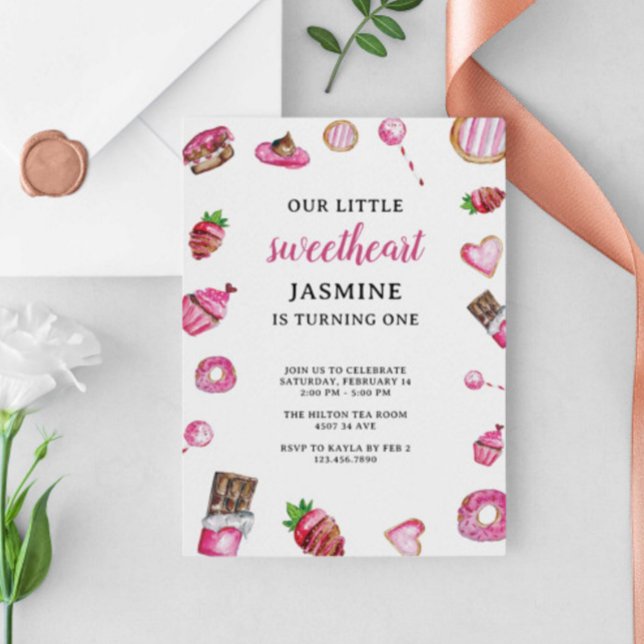 Valentine Desserts Little Baby Birthday Cute Inbjudningar (Skapare uppladdad)