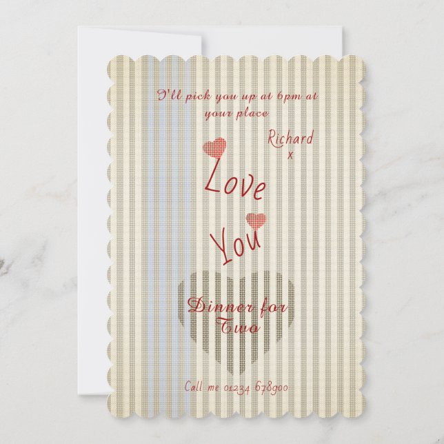 Valentine Dinner Hearts Inbjudningar (Baksida)