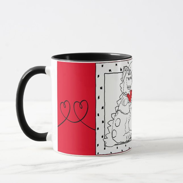 Valentine Dino Kärlek Combo White Mugg (Vänster)